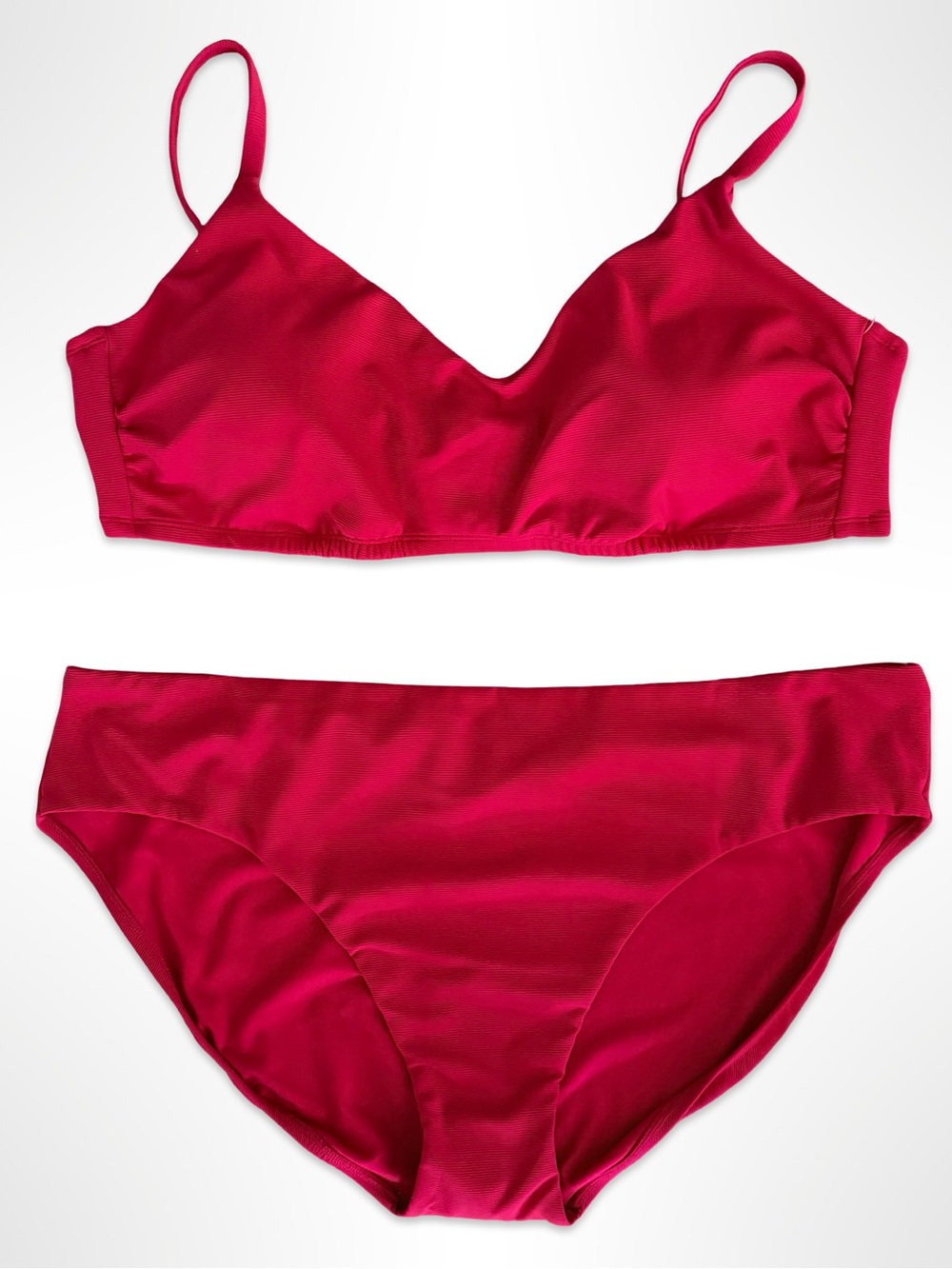 Red Bikini Micro Ribbed Swimsuit Size 3X Vacation Resort Beach Sexy 2-Piece Set